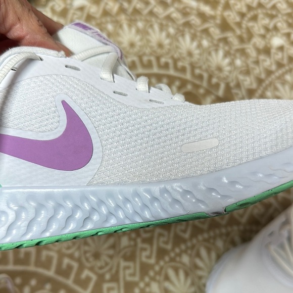 Nike Revolution White and Purple Athletic Shoes - Picture 13 of 14